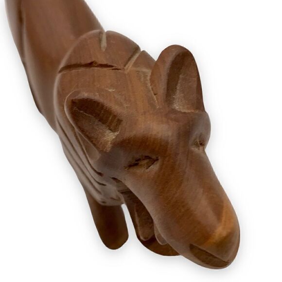 Vintage Hand Carved Hardwood Decorative Lions Big Cats Pair (2) - Picture 8 of 16